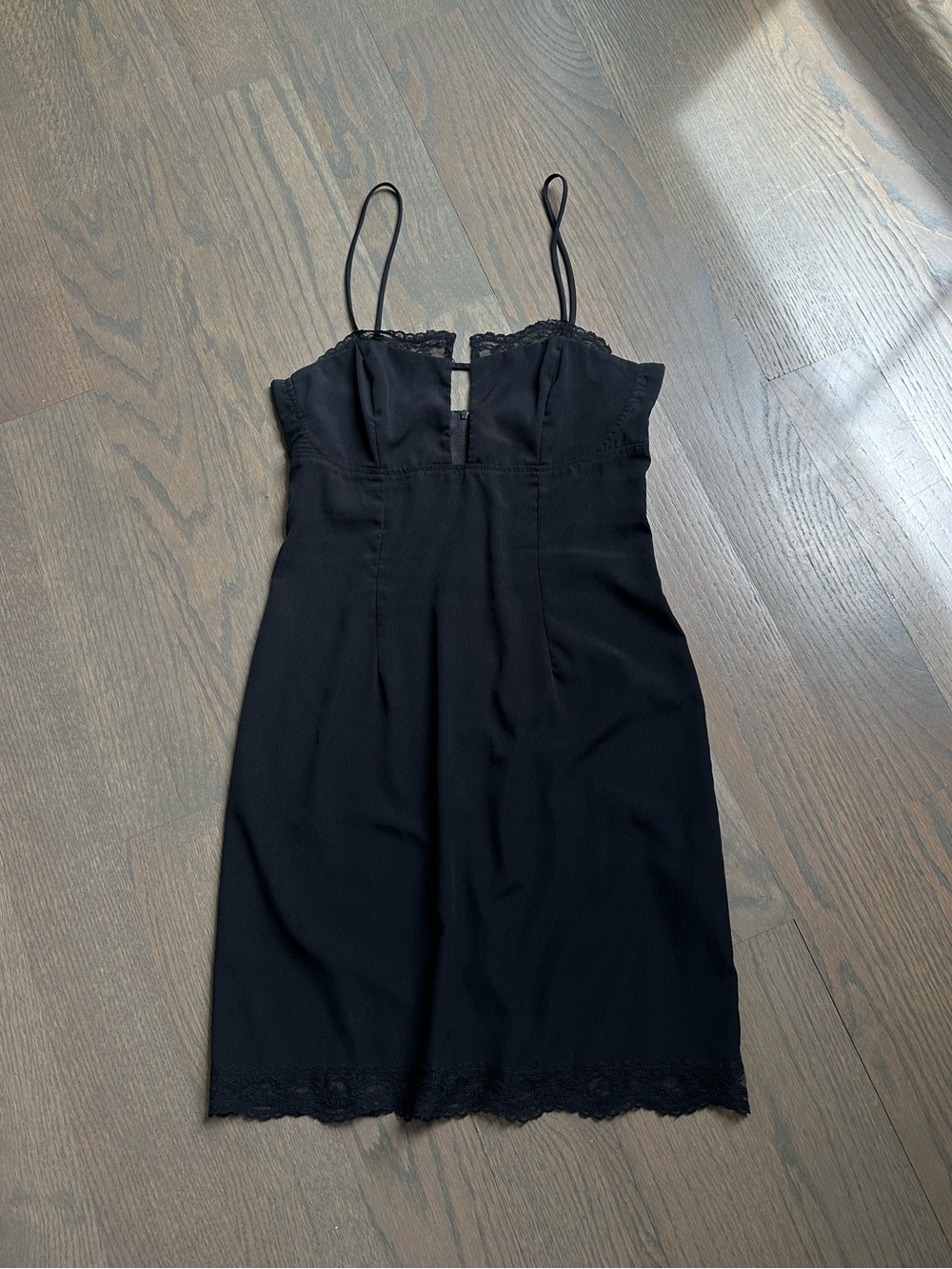 Solemio Black Lace-Trim Midi Slip Dress